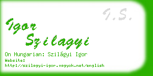 igor szilagyi business card